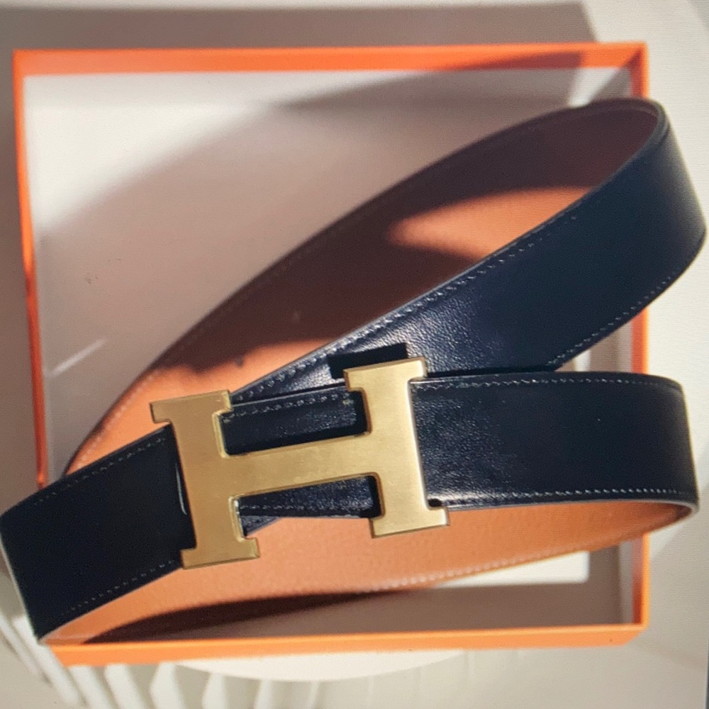 Hermès Constance Gold H Buckle Reversible Leather Belr Black/Brown